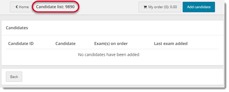 New empty candidate list page.